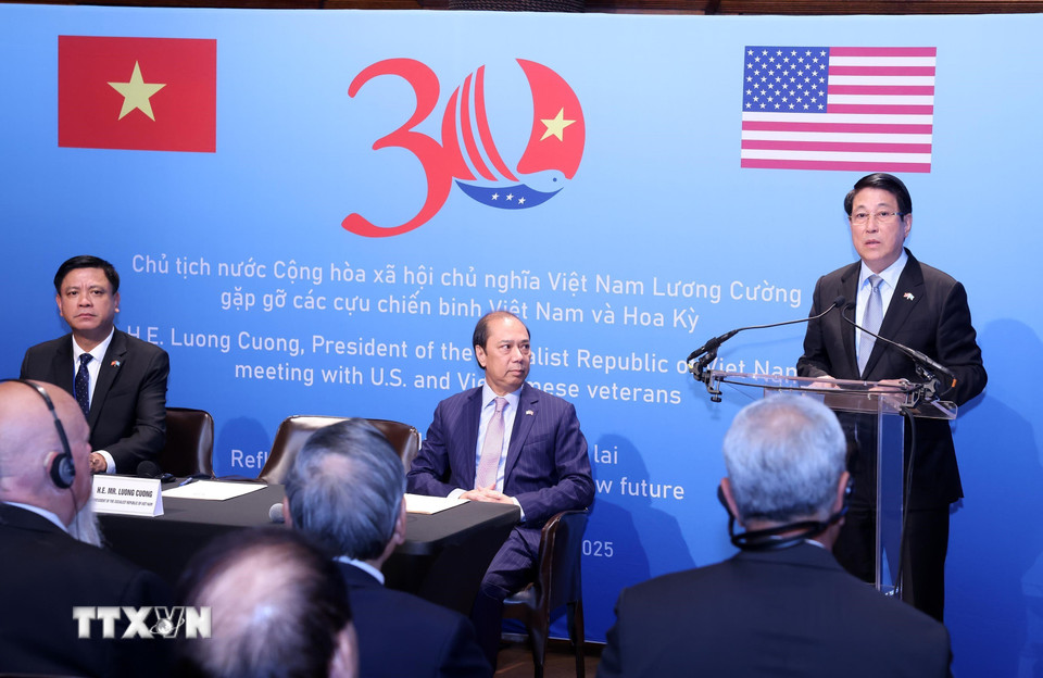 Chủ tịch nước Lương Cường phát biểu. (Ảnh: Lâm Khánh/TTXVN)