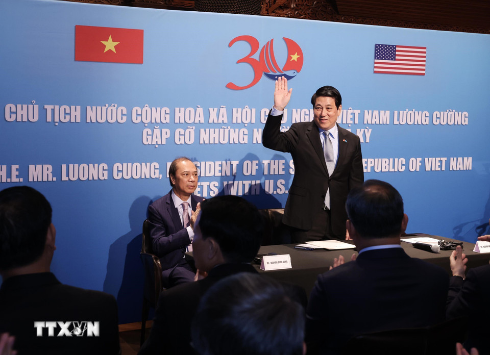 Chủ tịch nước Lương Cường phát biểu. (Ảnh: Lâm Khánh/TTXVN)