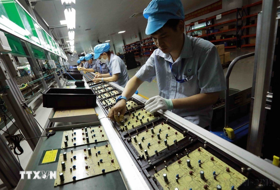 Công ty TNHH công nghệ điện tử Chee Yuen Việt Nam, 100% vốn Đài Loan (Trung Quốc) tại Khu công nghiệp An Dương (Hải Phòng), chuyên sản xuất các loại sản phẩm nhựa và linh kiện điện tử ngành máy in. (Ảnh: Vũ Sinh/TTXVN)