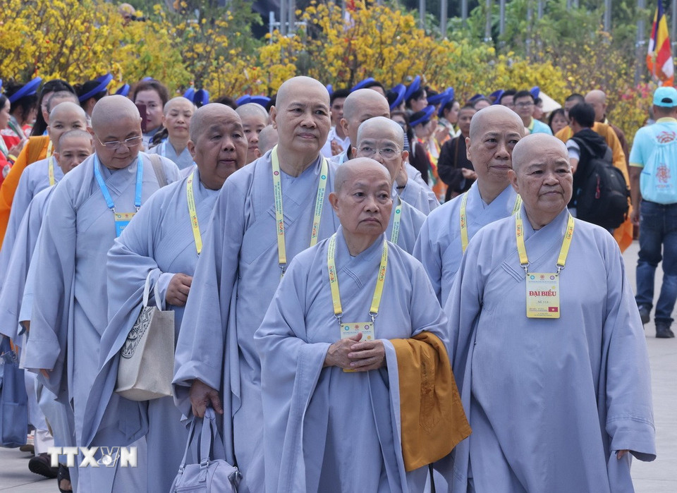 Các đại biểu về dự Lễ khai mạc Đại lễ Vesak Liên hợp quốc năm 2025. (Ảnh: Lâm Khánh/TTXVN)