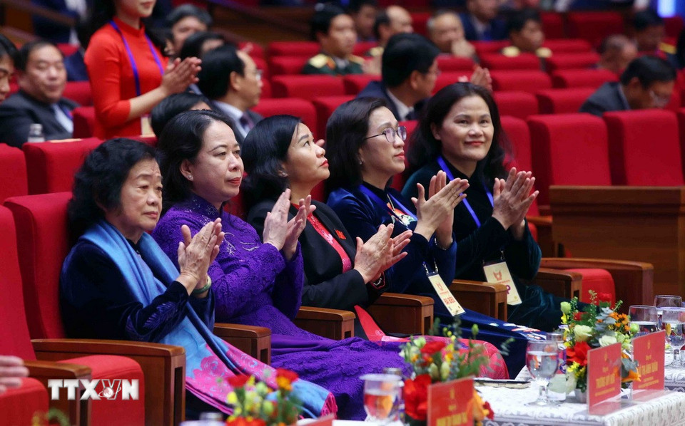 Phó Chủ tịch nước Võ Thị Ánh Xuân và các đại biểu tham dự phiên trù bị. (Ảnh: Phạm Kiên/TTXVN)