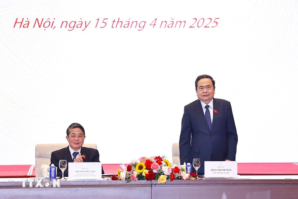 Chủ tịch Quốc hội Trần Thanh Mẫn dự cuộc họp tổng kết. (Ảnh: Doãn Tấn/TTXVN)