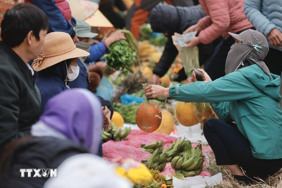 Những mặt hàng mang đậm nét chợ quê truyền thống vùng đồng bằng Bắc Bộ xưa. (Ảnh: Minh Quyết/TTXVN)
