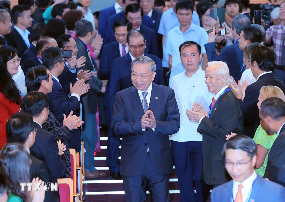 Tổng Bí thư Tô Lâm đến dự Lễ kỷ niệm 80 năm ngày thành lập ngành Ngoại giao. (Ảnh: An Đăng/TTXVN)