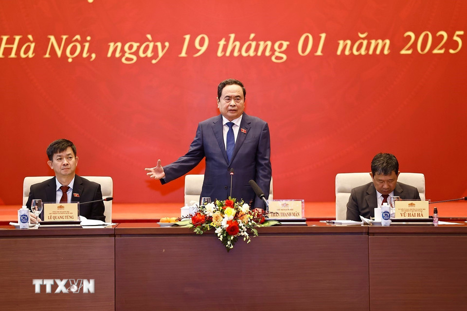 Chủ tịch Quốc hội Trần Thanh Mẫn phát biểu. (Ảnh: Doãn Tấn/TTXVN)