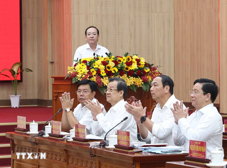 Các đại biểu tham dự cuộc làm việc của Tổng Bí thư Tô Lâm.(Ảnh: Thống Nhất/TTXVN)