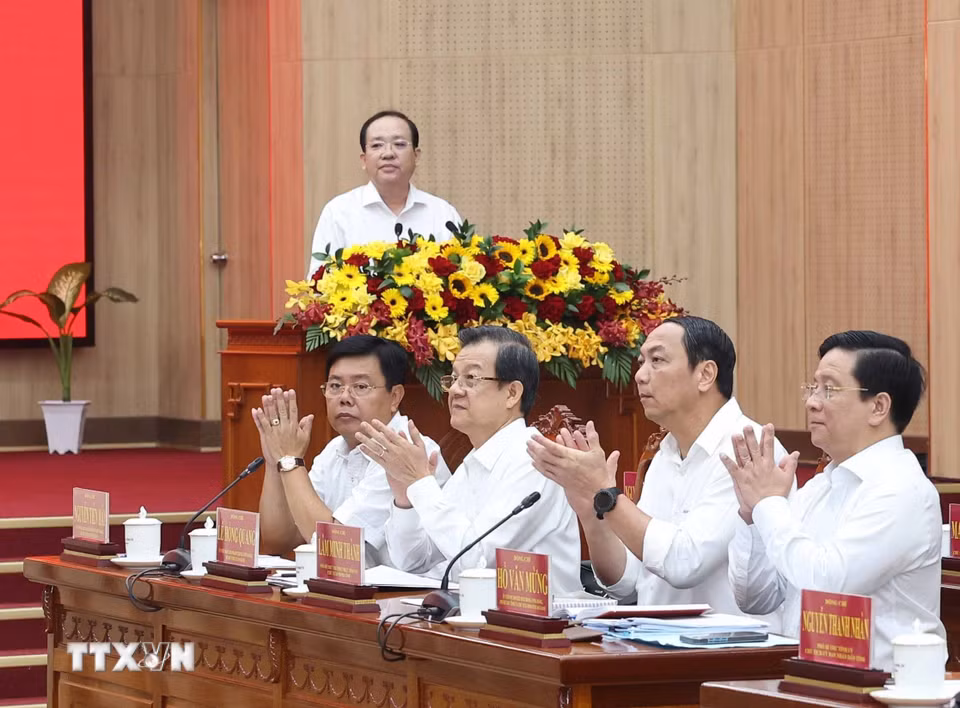 Các đại biểu tham dự cuộc làm việc của Tổng Bí thư Tô Lâm.(Ảnh: Thống Nhất/TTXVN)