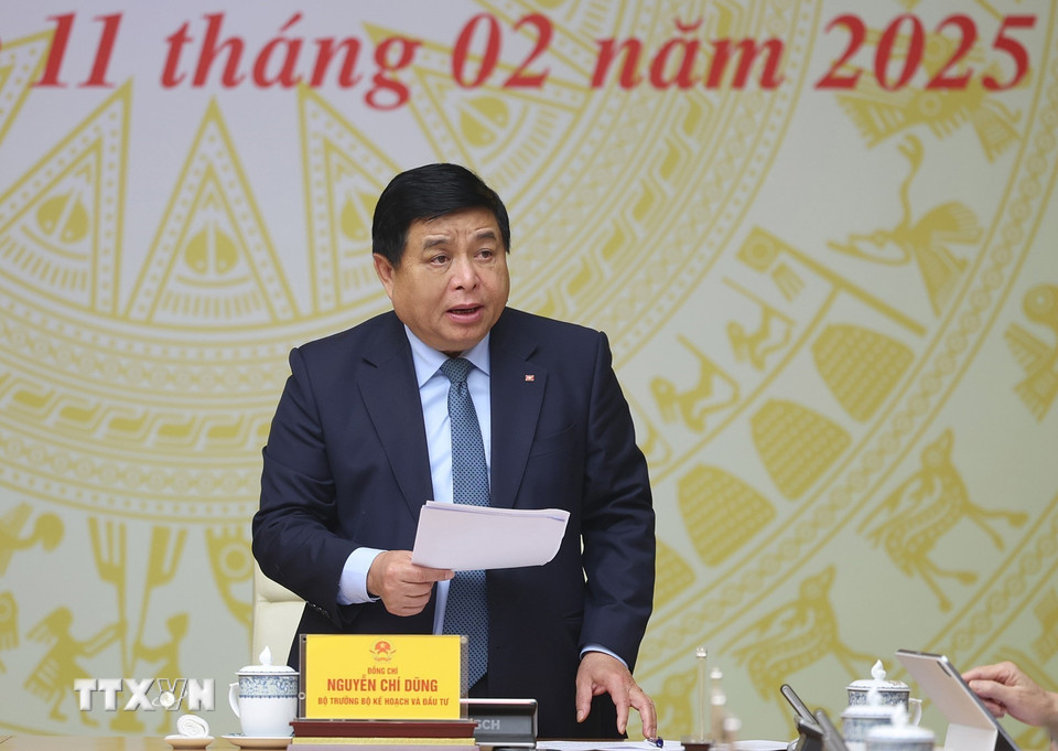 Bộ trưởng Bộ Kế hoạch và Đầu tư Nguyễn Chí Dũng phát biểu. (Ảnh: Dương Giang/TTXVN)