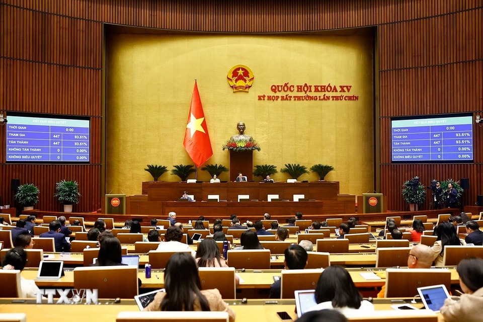 Quốc hội biểu quyết thông qua Nghị quyết bầu Chủ nhiệm một số Ủy ban của Quốc hội khóa XV. (Ảnh: Doãn Tấn/TTXVN)