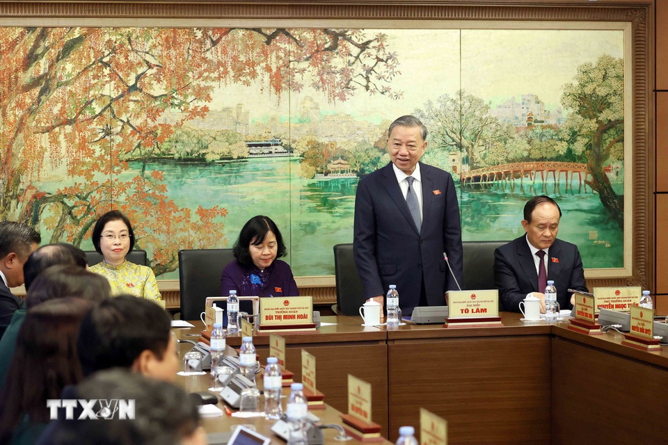 Tổng Bí thư Tô Lâm phát biểu tại tổ. (Ảnh: Doãn Tấn/TTXVN)