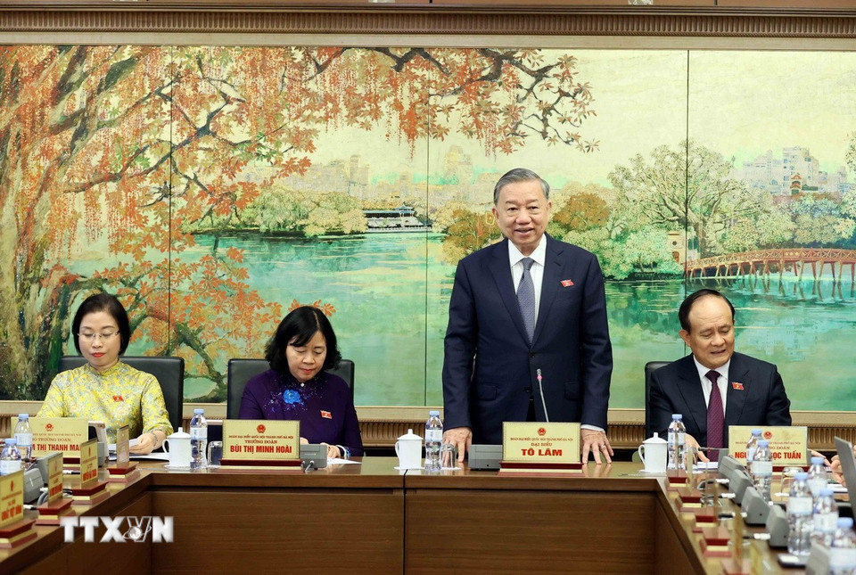 Tổng Bí thư Tô Lâm phát biểu tại tổ. (Ảnh: Doãn Tấn/TTXVN)