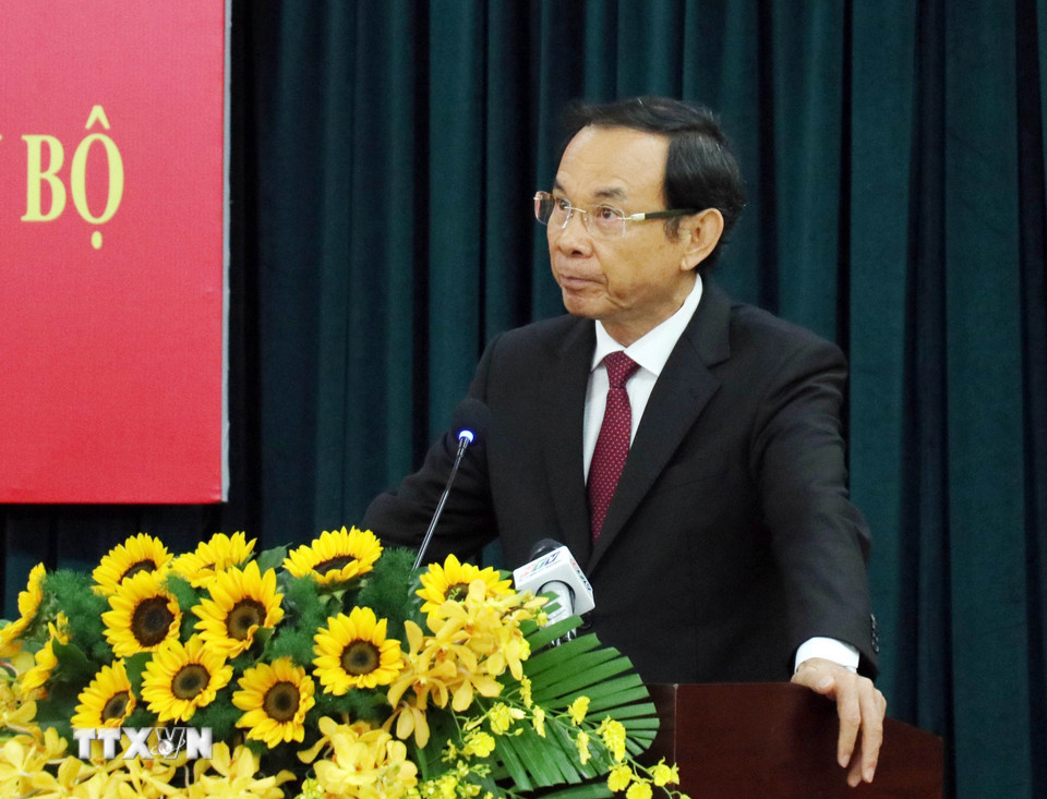 Đồng chí Nguyễn Văn Nên phát biểu tại Hội nghị. (Ảnh: Tiến Lực/TTXVN)