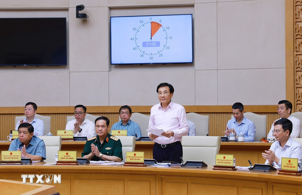 Bộ trưởng, Chủ nhiệm Văn phòng Chính phủ Trần Văn Sơn phát biểu. (Ảnh: Dương Giang/TTXVN)