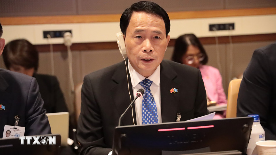 Thượng tướng Lê Quốc Hùng, Thứ trưởng Bộ Công an, phát biểu tại buổi lễ. (Ảnh: Thanh Tuấn/TTXVN)