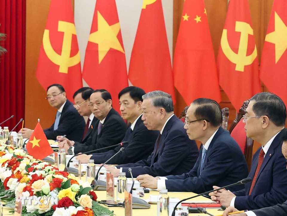 Tổng Bí thư Tô Lâm tại buổi tiếp. (Ảnh: Thống Nhất/TTXVN)