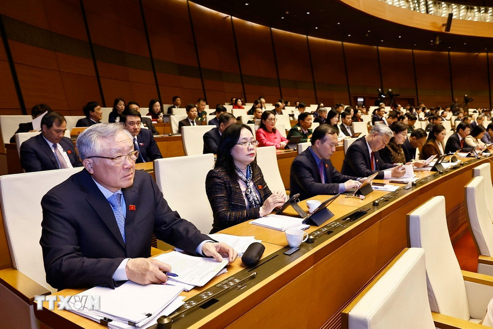 Đoàn đại biểu Quốc hội tỉnh Bắc Giang dự kỳ họp bất thường lần thứ 9, Quốc hội khoá XV. (Ảnh: Doãn Tấn/TTXVN)