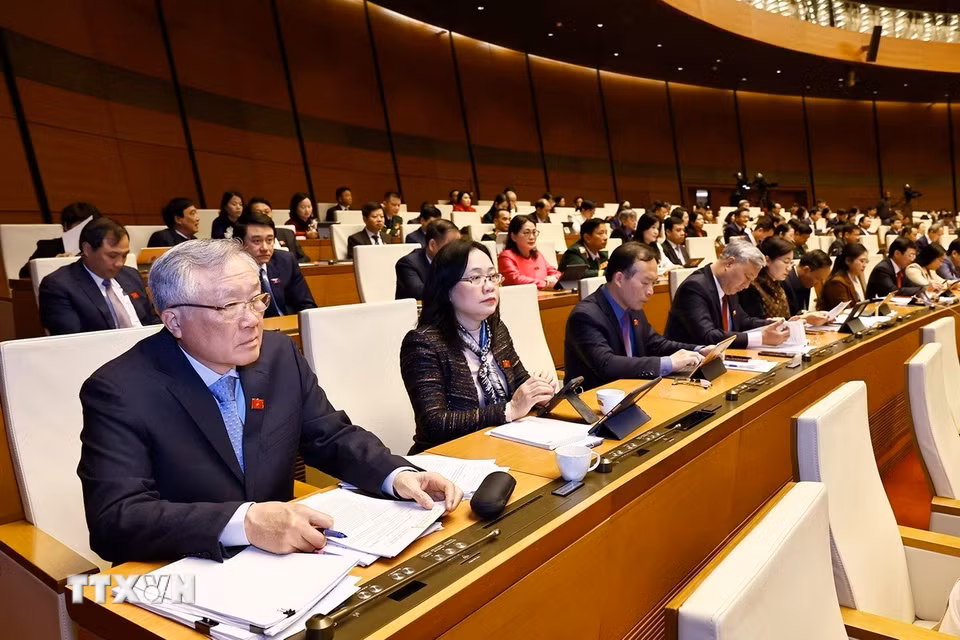 Đoàn đại biểu Quốc hội tỉnh Bắc Giang dự kỳ họp bất thường lần thứ 9, Quốc hội khoá XV. (Ảnh: Doãn Tấn/TTXVN)