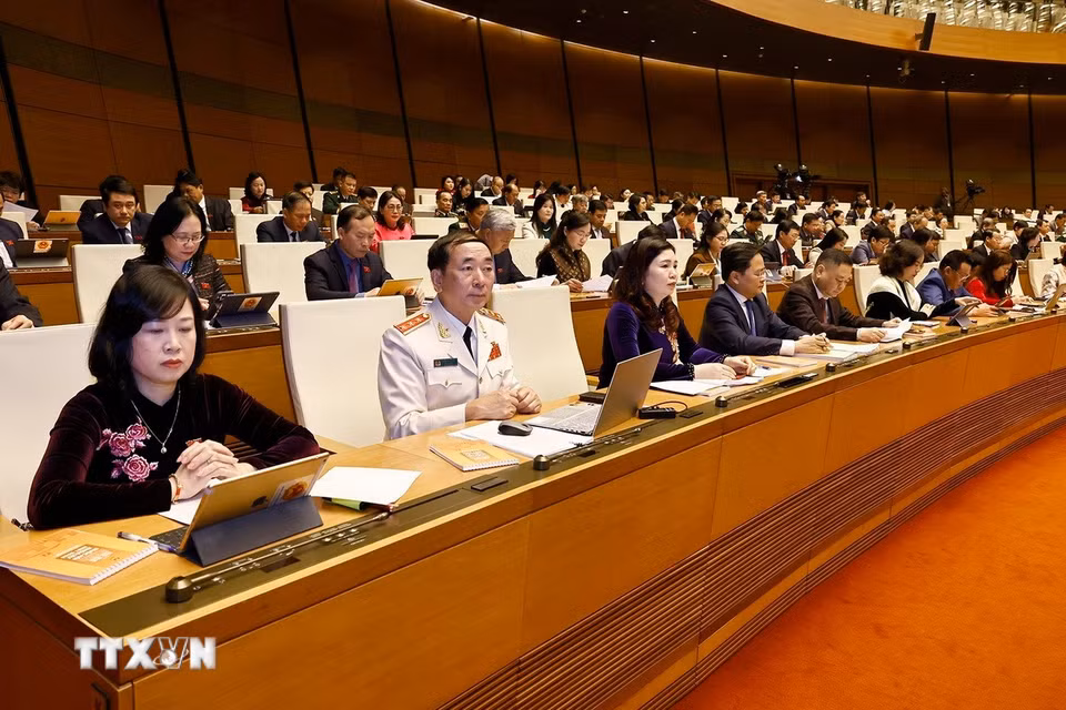 Đoàn đại biểu Quốc hội tỉnh Bắc Ninh dự kỳ họp bất thường lần thứ 9, Quốc hội khoá XV. (Ảnh: Doãn Tấn/TTXVN)