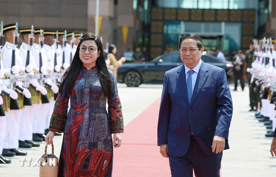 Lễ tiễn Thủ tướng Phạm Minh Chính và Phu nhân tại Kuala Lumpur, Malaysia. (Ảnh: Dương Giang/TTXVN)