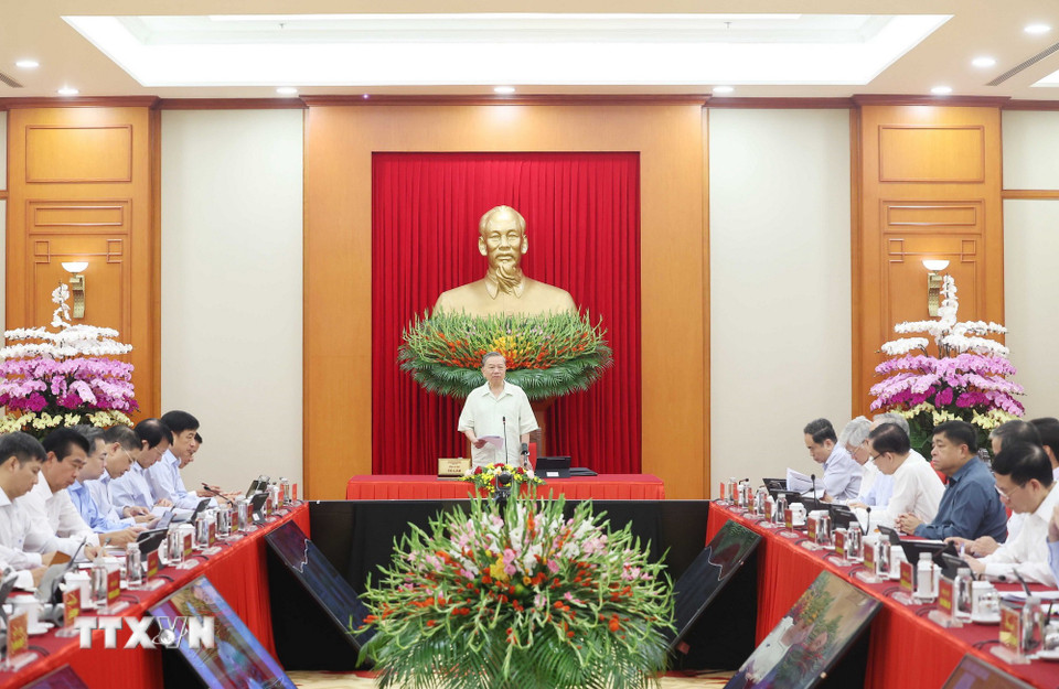 Tổng Bí thư Tô Lâm, Trưởng Ban Chỉ đạo Trung ương phát biểu. (Ảnh: Thống Nhất/TTXVN)