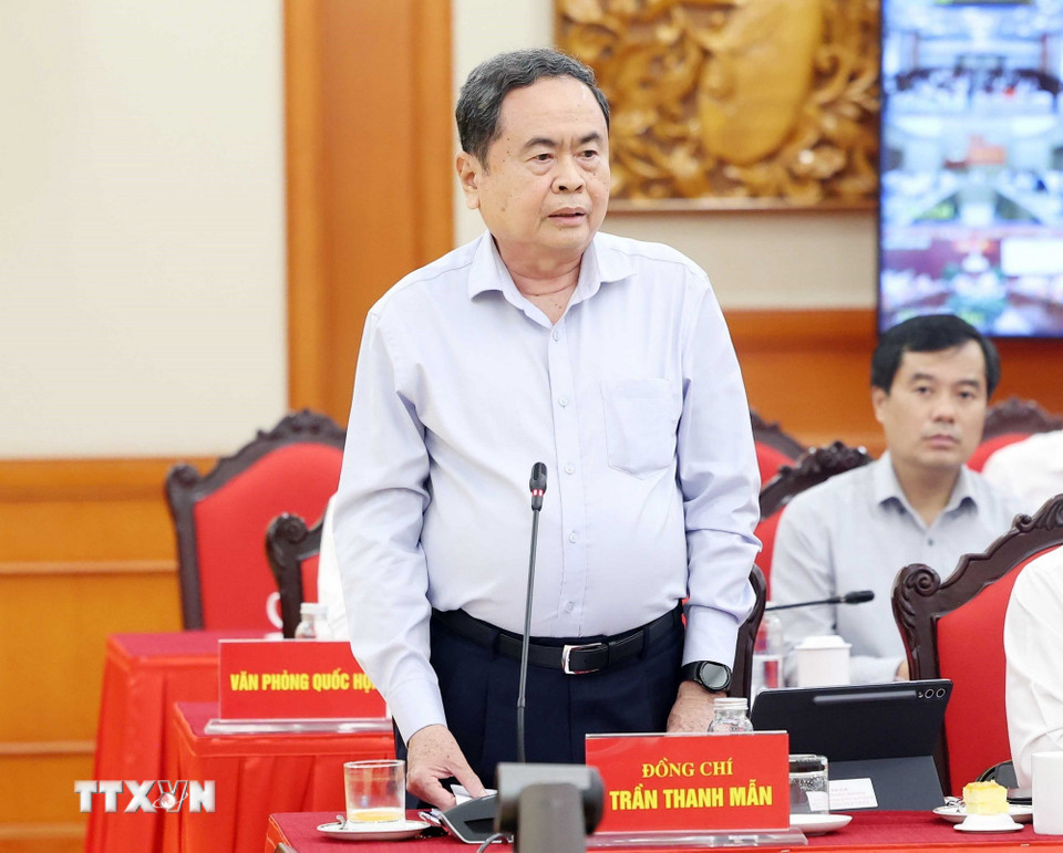 Chủ tịch Quốc hội Trần Thanh Mẫn phát biểu. (Ảnh: Thống Nhất/TTXVN)