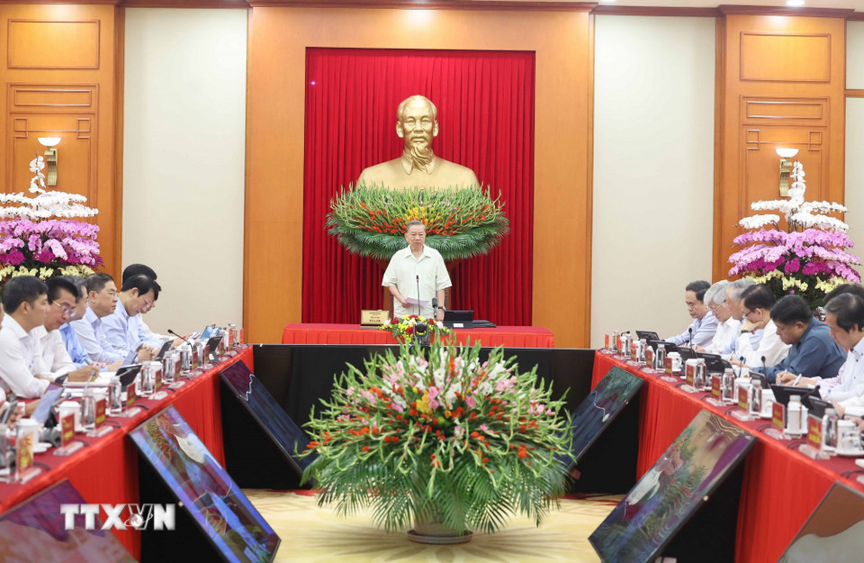 Tổng Bí thư Tô Lâm, Trưởng Ban Chỉ đạo Trung ương phát biểu. (Ảnh: Thống Nhất/TTXVN)