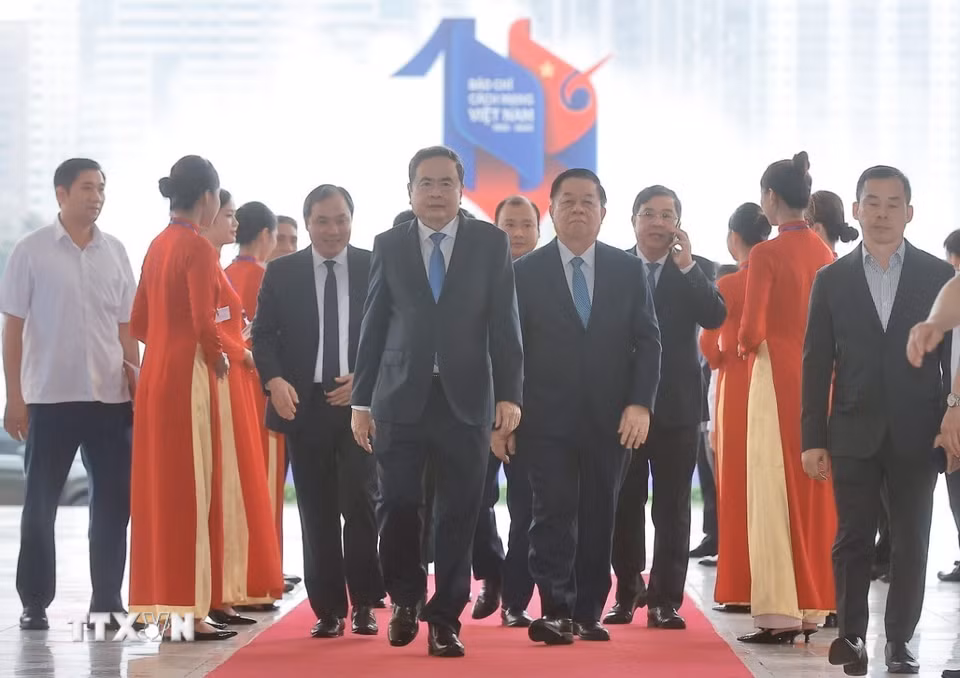 Chủ tịch Quốc hội Trần Thanh Mẫn đến dự Lễ kỷ niệm. (Ảnh: Minh Quyết/TTXVN)