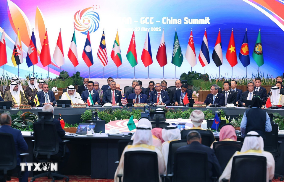 Hội nghị Cấp cao Kinh tế ASEAN - Hội đồng Hợp tác Vùng Vịnh (GCC) - Trung Quốc. (Ảnh: Dương Giang/TTXVN)