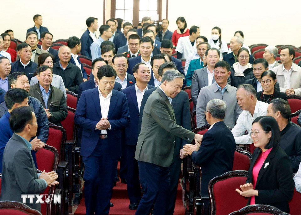 Tổng Bí thư Tô Lâm và các đại biểu. (Ảnh: Thống Nhất/TTXVN)