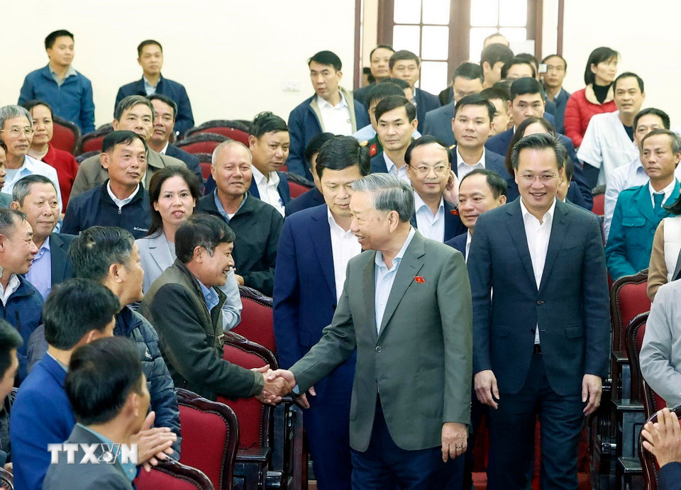 Tổng Bí thư Tô Lâm và các đại biểu.(Ảnh: Thống Nhất/TTXVN)