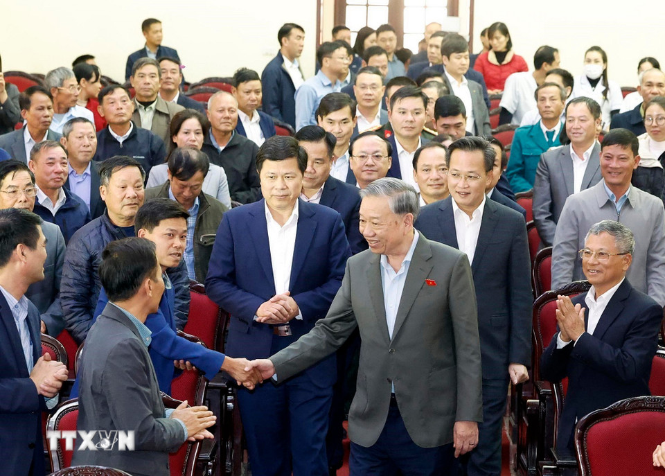 Tổng Bí thư Tô Lâm và các đại biểu. (Ảnh: Thống Nhất/TTXVN)