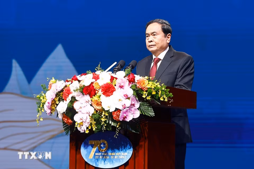 Chủ tịch Quốc hội Trần Thanh Mẫn phát biểu. (Ảnh: Doãn Tấn/TTXVN)
