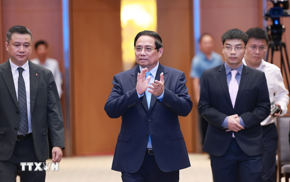 Thủ tướng Phạm Minh Chính chủ trì Lễ công bố thành lập Ủy ban Quốc gia Diễn đàn hợp tác châu Á - Thái Bình Dương 2027 (APEC 2027). (Ảnh: Dương Giang/TTXVN)