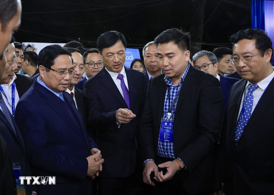 Thủ tướng Phạm Minh Chính tới dự lễ khai mạc TECHFEST VIETNAM 2025. (Ảnh: Tuấn Anh/TTXVN)