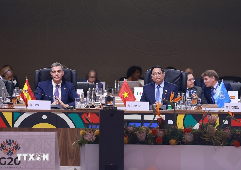 Thủ tướng Phạm Minh Chính phát biểu tại Phiên thảo luận III Hội nghị Thượng đỉnh G20. (Ảnh: Dương Giang/TTXVN)