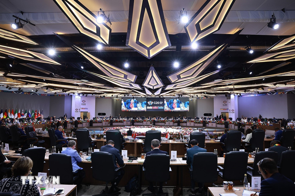 Phiên thảo luận III Hội nghị Thượng đỉnh G20. (Ảnh: Dương Giang/TTXVN)