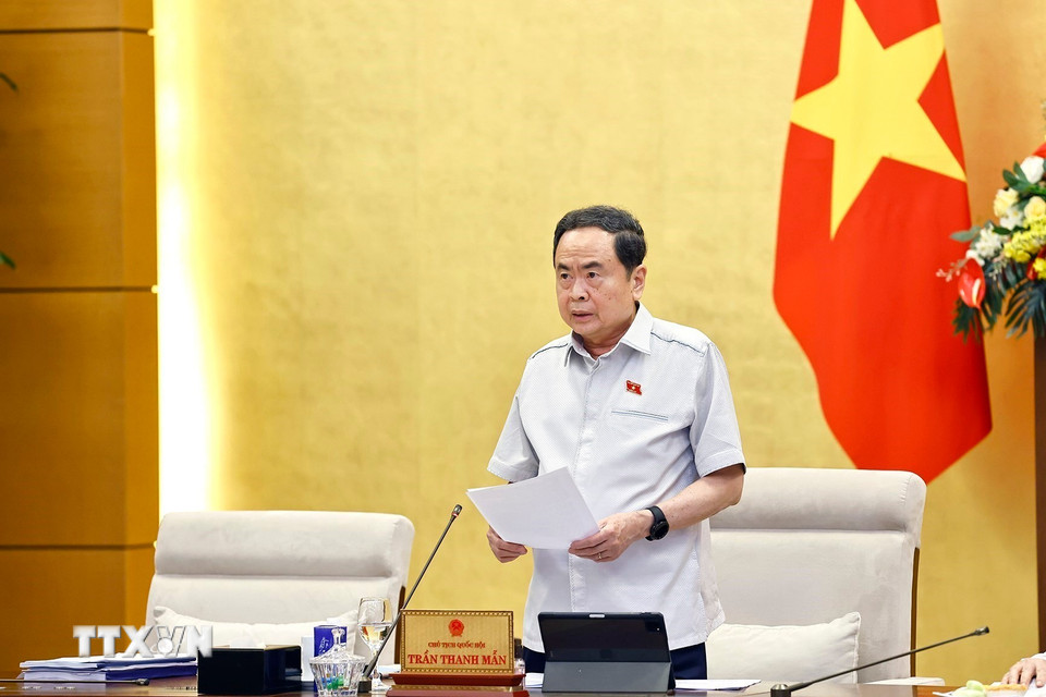 Chủ tịch Quốc hội Trần Thanh Mẫn phát biểu khai mạc. (Ảnh: Doãn Tấn/TTXVN)