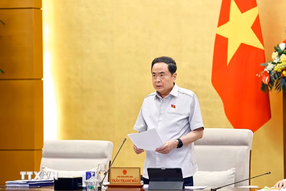 Chủ tịch Quốc hội Trần Thanh Mẫn phát biểu khai mạc. (Ảnh: Doãn Tấn/TTXVN)