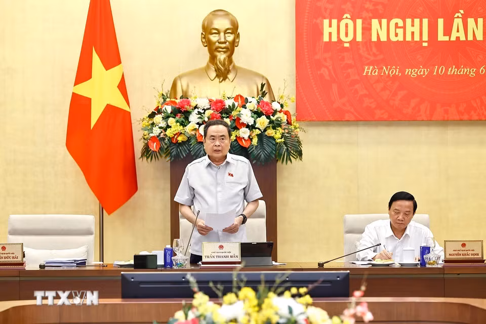 Chủ tịch Quốc hội Trần Thanh Mẫn phát biểu khai mạc. (Ảnh: Doãn Tấn/TTXVN)