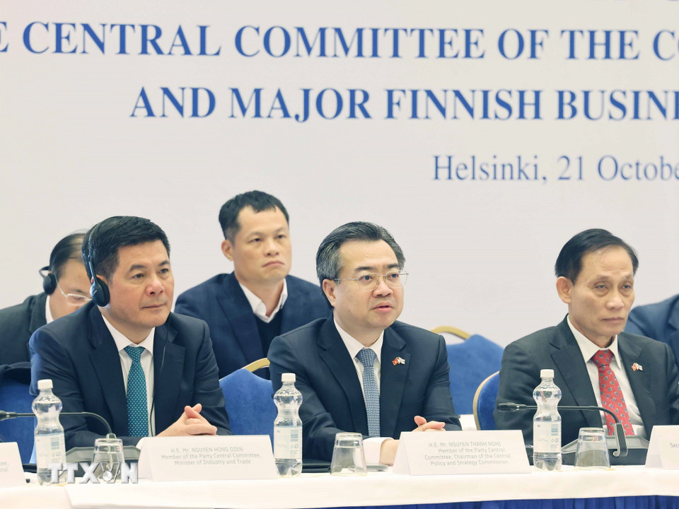 Tổng Bí thư Tô Lâm gặp một số doanh nghiệp tiêu biểu của Phần Lan. (Ảnh: Thống Nhất/TTXVN)