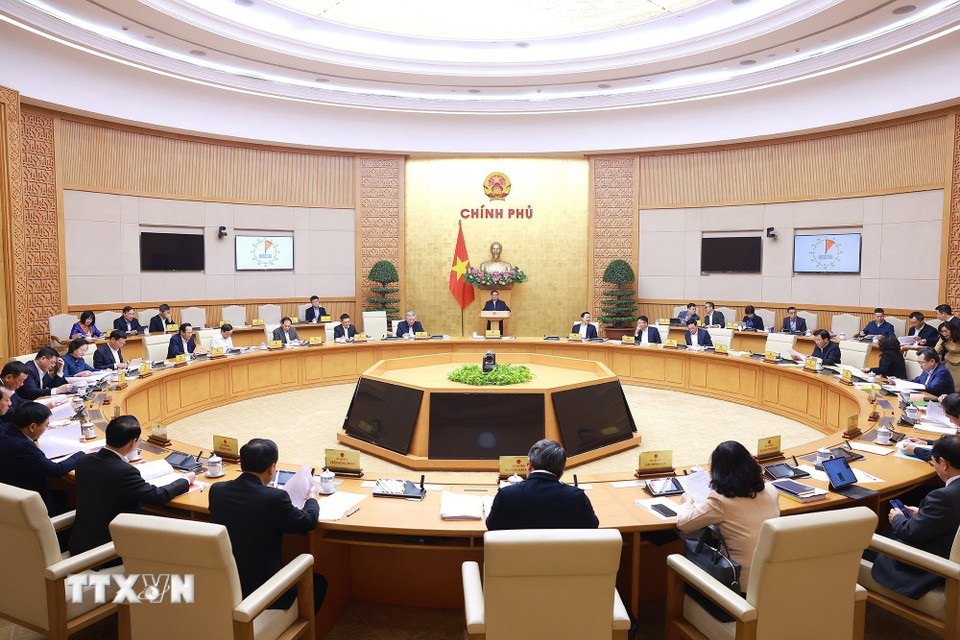 Phiên họp Chính phủ chuyên đề về xây dựng pháp luật tháng 1/2025. (Ảnh: Dương Giang/TTXVN)
