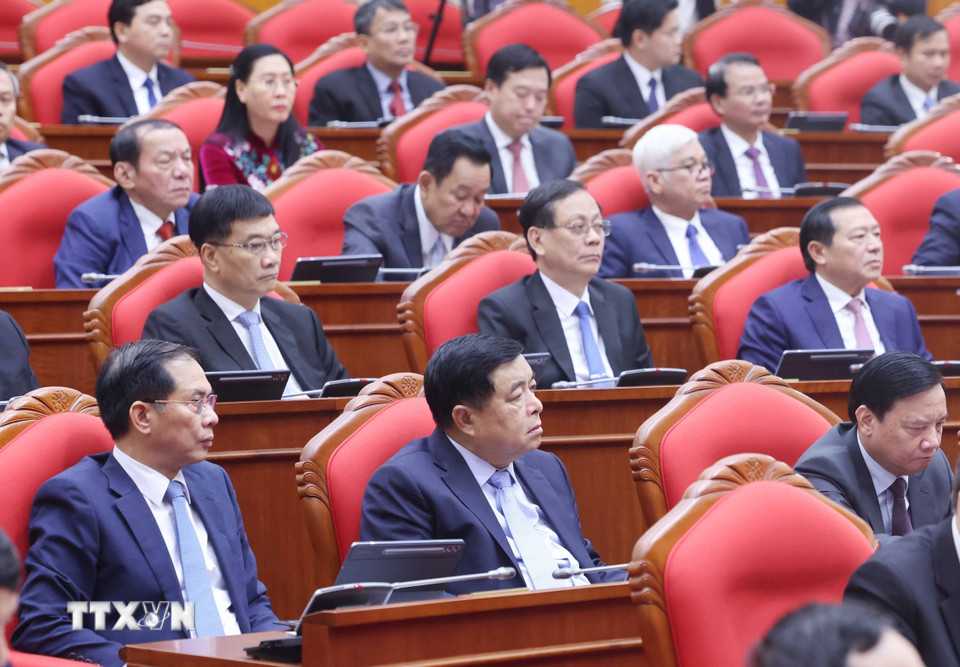 Các đại biểu tham dự phiên khai mạc Hội nghị lần thứ 14 Ban Chấp hành Trung ương Đảng khóa XIII. (Ảnh: Thống Nhất/TTXVN)