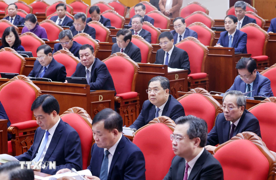 Các đại biểu tham dự phiên khai mạc Hội nghị lần thứ 14 Ban Chấp hành Trung ương Đảng khóa XIII. (Ảnh: Thống Nhất/TTXVN)