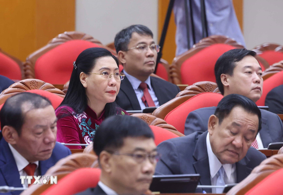 Các đại biểu tham dự phiên khai mạc Hội nghị lần thứ 14 Ban Chấp hành Trung ương Đảng khóa XIII. (Ảnh: Thống Nhất/TTXVN)