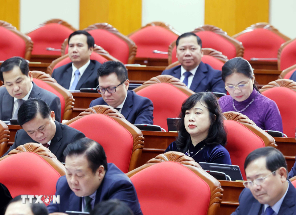 Các đại biểu tham dự phiên khai mạc Hội nghị lần thứ 14 Ban Chấp hành Trung ương Đảng khóa XIII. (Ảnh: Thống Nhất/TTXVN)