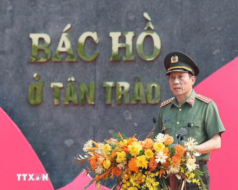 Đại tướng Lương Tam Quang, Ủy viên Bộ Chính trị, Bộ trưởng Bộ Công an phát biểu. (Ảnh: Thống Nhất/TTXVN)