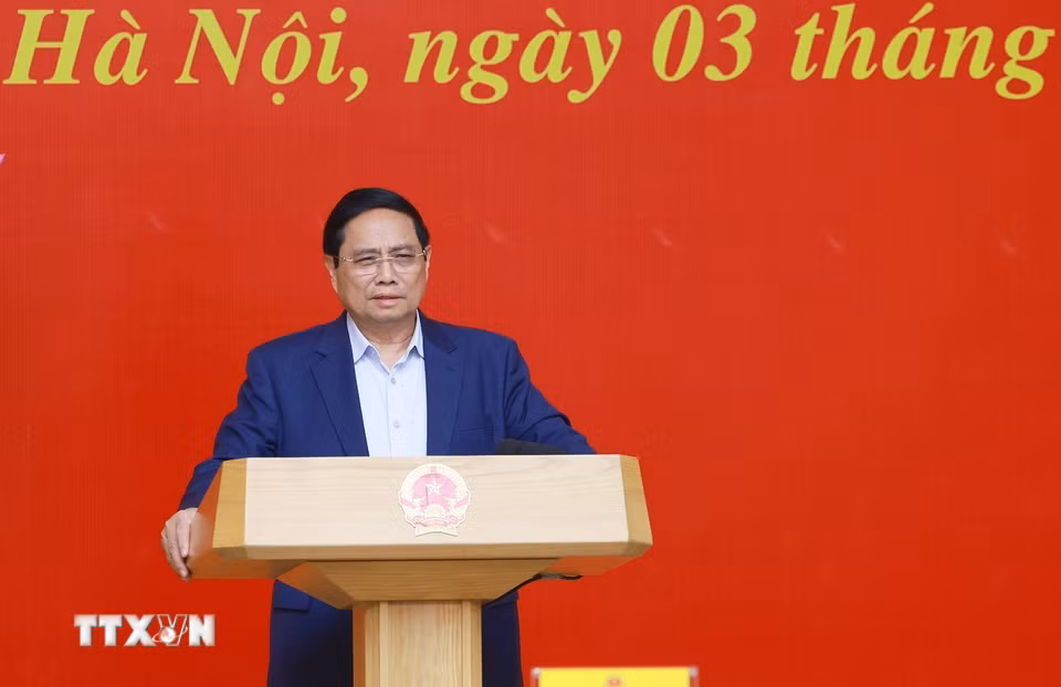 Thủ tướng Phạm Minh Chính chủ trì Hội nghị lần thứ hai Ban Chấp hành Đảng bộ Chính phủ. (Ảnh: Dương Giang/TTXVN)