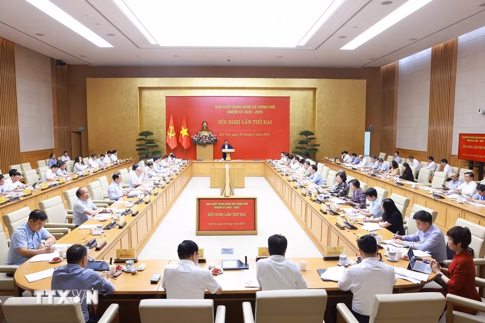 Hội nghị lần thứ hai Ban Chấp hành Đảng bộ Chính phủ. (Ảnh: Dương Giang/TTXVN)