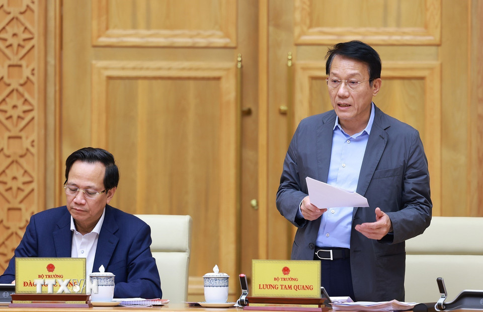 Bộ trưởng Bộ Công an Lương Tam Quang phát biểu. (Ảnh: Dương Giang/TTXVN)