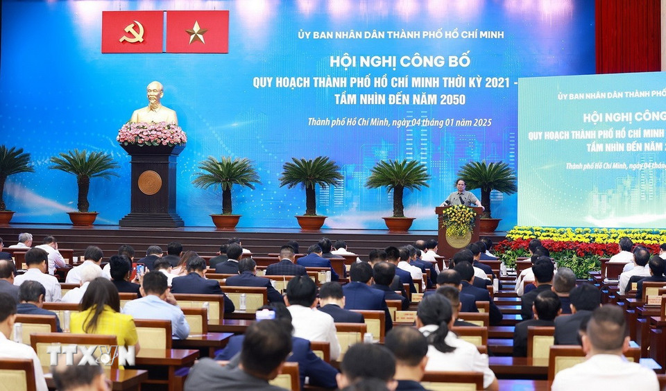 Hội nghị công bố quy hoạch Thành phố Hồ Chí Minh. (Ảnh: Dương Giang/TTXVN)